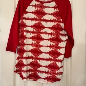 LuLaRoe Red and White Long Sleeve Tee